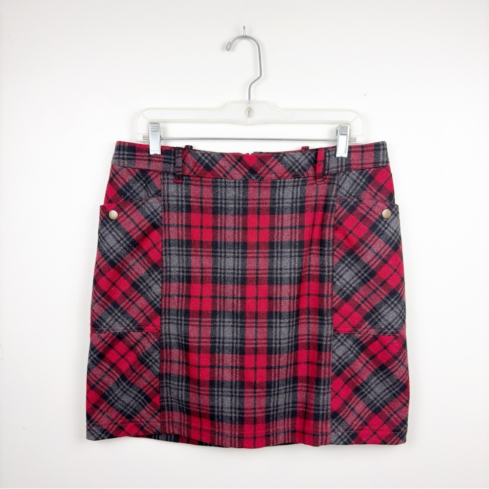 Eddie Bauer Vintage Mini Skirt Plaid Wool Lined Red